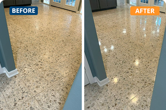 Commercial Terrazzo Polishing Before and After Image
